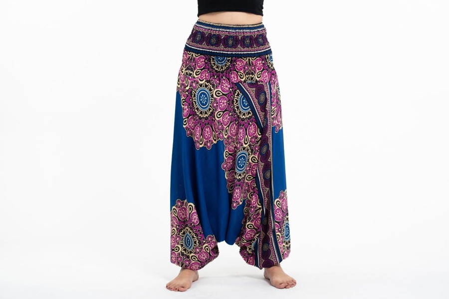 Women HaremPants | Peony Mandalas 2-In-1 Jumpsuit Harem Pants In Blue