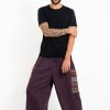 Men HaremPants | Men'S Drawstring Pinstripes Cotton Pants With Aztec Pocket In Purple