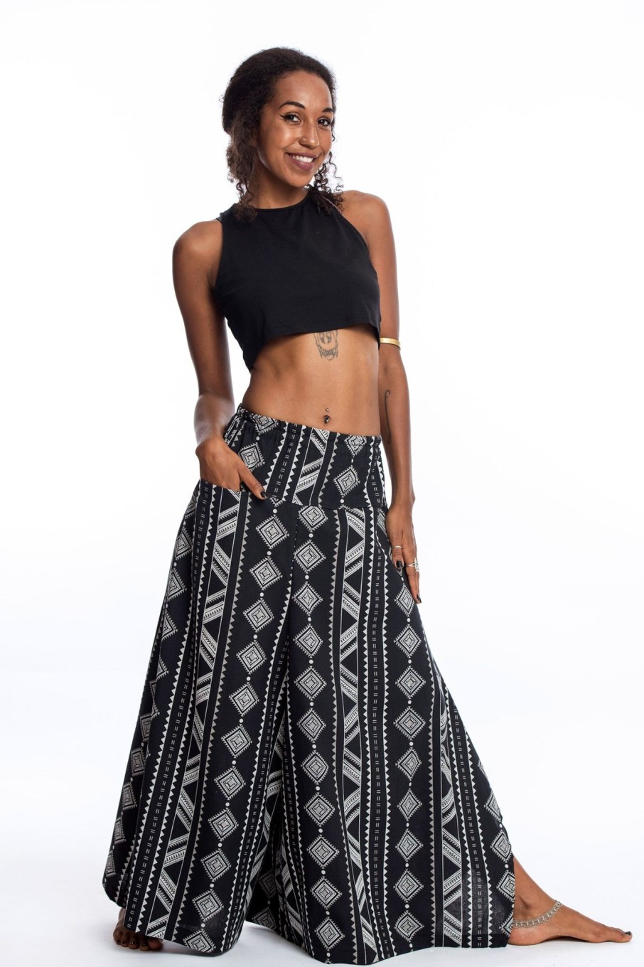 Women HaremPants | Diamonds Women'S Cotton Palazzo Pants In Black