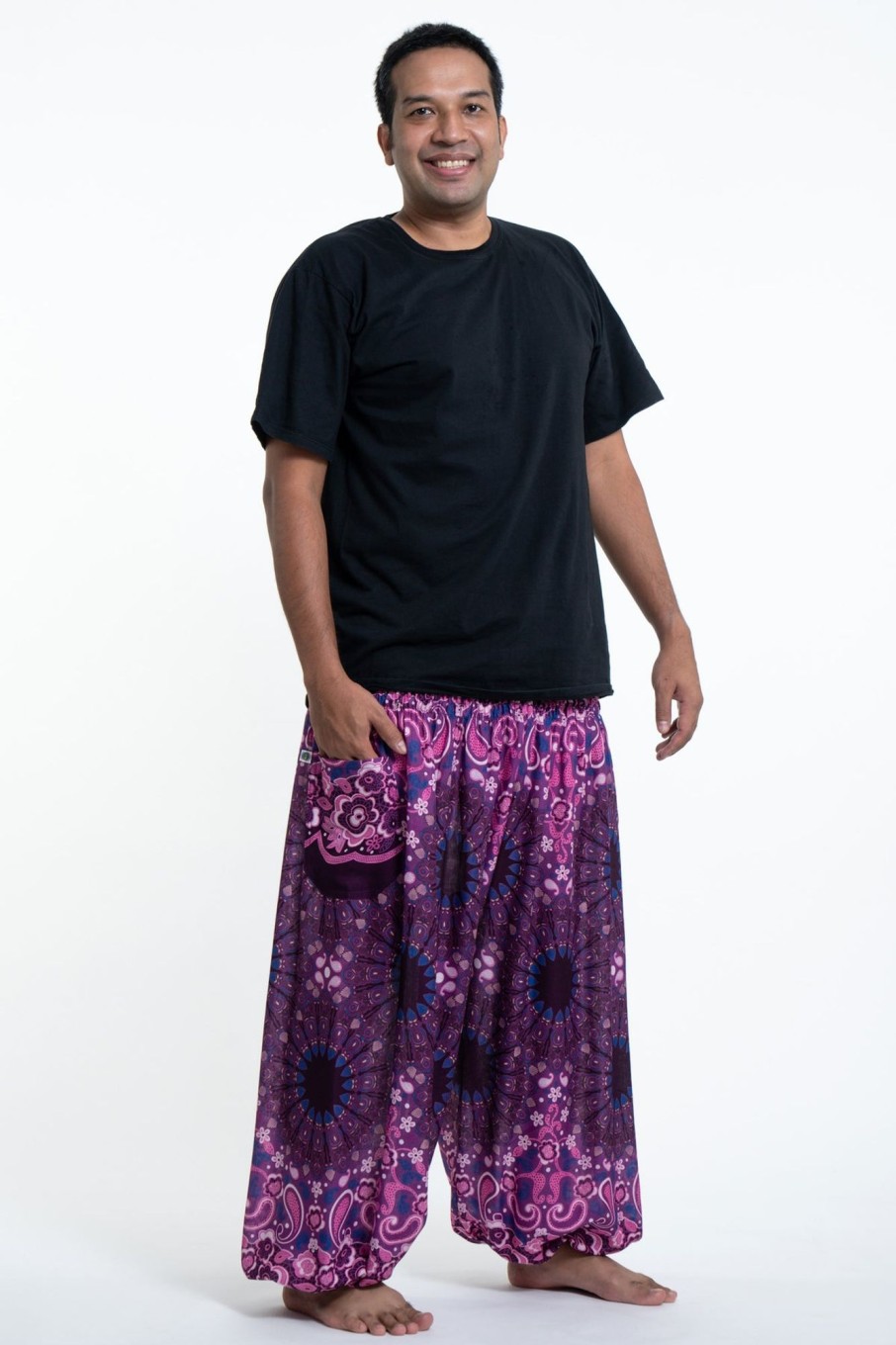 Plus Size HaremPants | Plus Size Paisley Mandalas Men'S Harem Pants In Purple