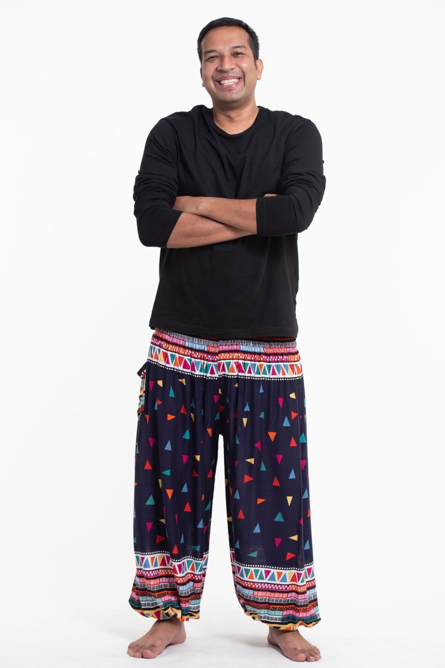 Plus Size HaremPants | Plus Size Triangles Men'S Harem Pants In Navy