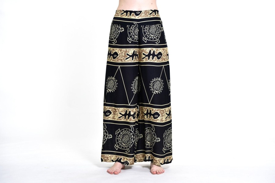 Women HaremPants | Turtle Print Palazzo Style Harem Pants In Gold