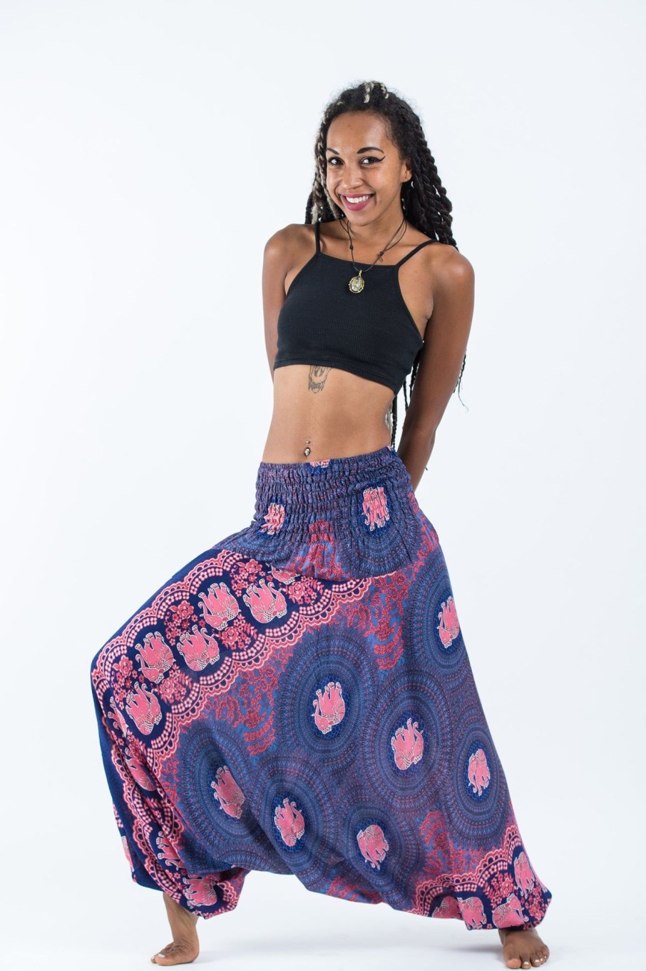 Women HaremPants | Mandala Elephant 2-In-1 Jumpsuit Elephant Pants In Blue