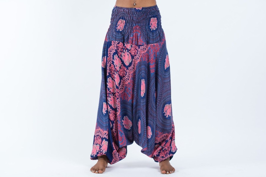 Women HaremPants | Mandala Elephant 2-In-1 Jumpsuit Elephant Pants In Blue