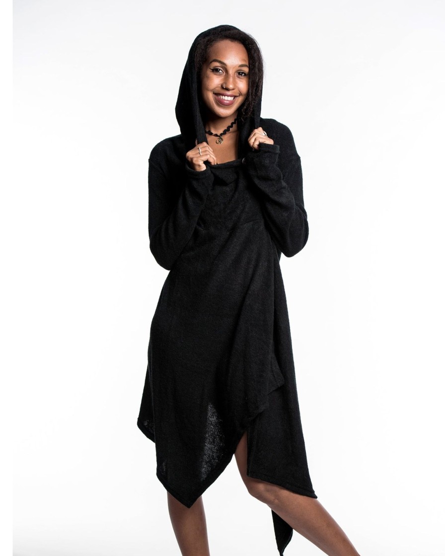 Women HaremPants | Hooded Pixie Sweater Dress In Black