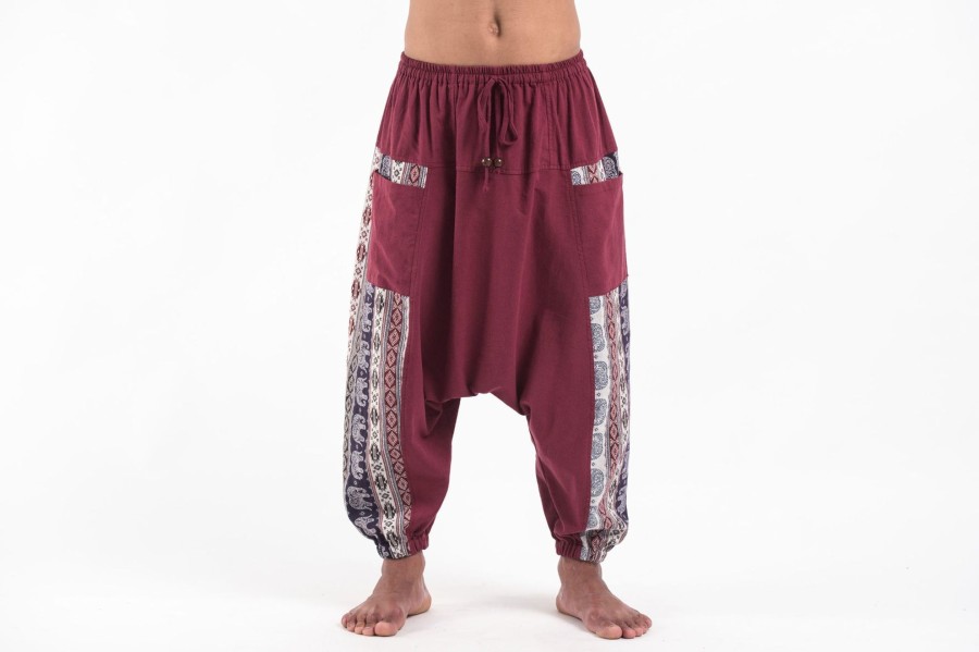 Men HaremPants | Elephant Aztec Cotton Men'S Harem Pants In Red