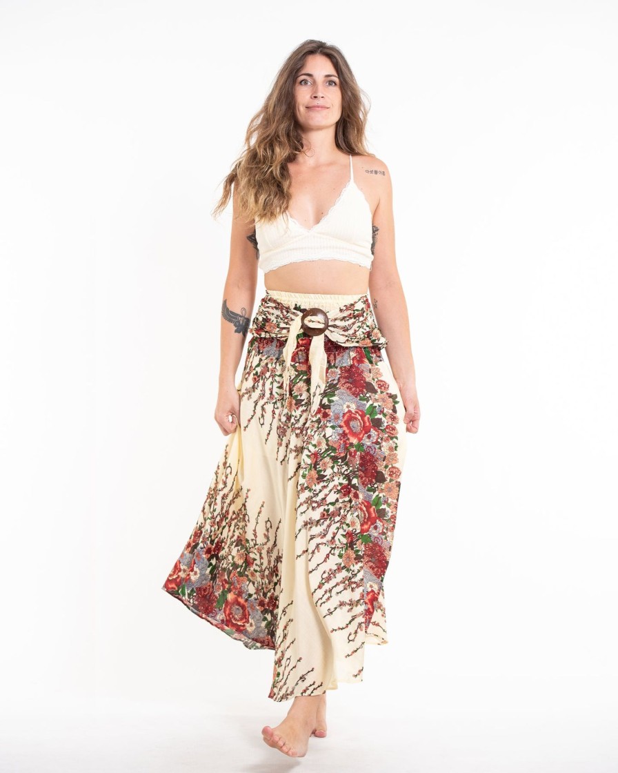 Women HaremPants | Floral Handkerchief Midi Skirt In Cream