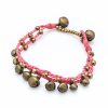 Accessories HaremPants | Brass Bell Waxed Cotton Bracelets In Pink