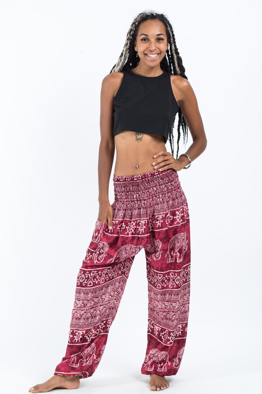 Women HaremPants | Marble Elephant Women'S Elephant Pants In Red