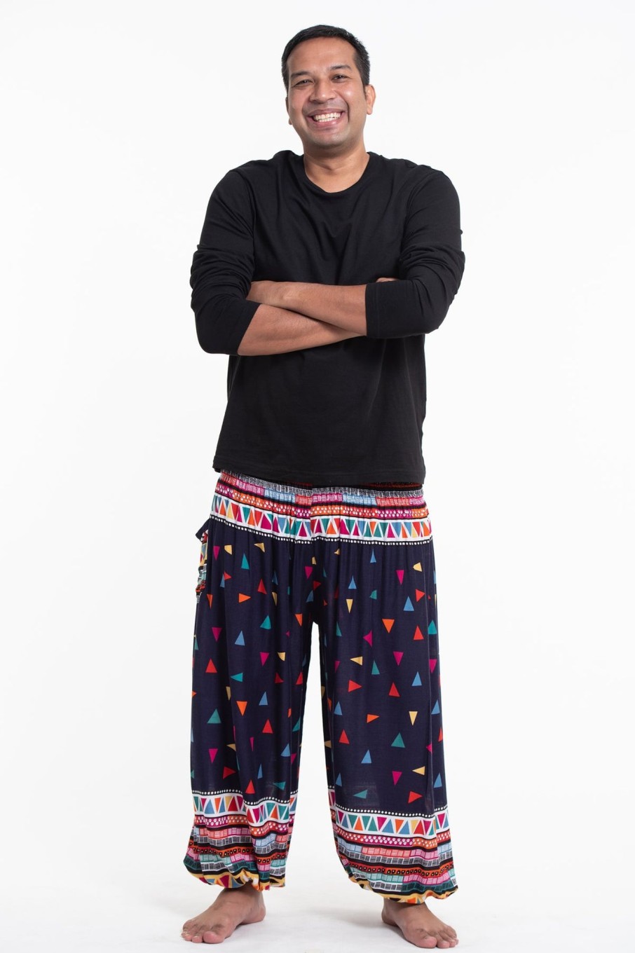 Men HaremPants | Plus Size Triangles Men'S Harem Pants In Navy