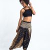 Women HaremPants | Peacock Feathers 2-In-1 Jumpsuit Harem Pants In Black