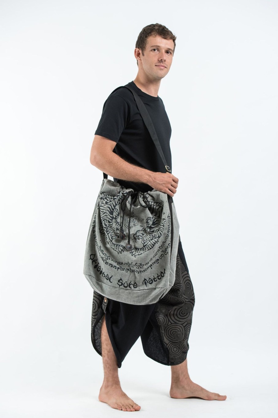 Accessories HaremPants | Thai Tattoo Drawstring Tote Bag Denim