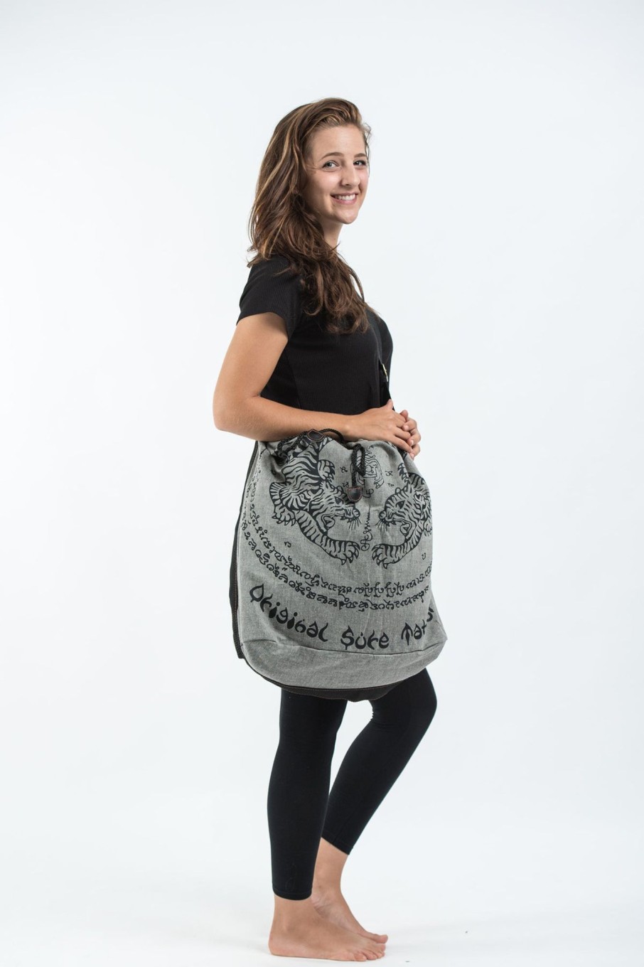 Accessories HaremPants | Thai Tattoo Drawstring Tote Bag Denim