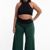 Women HaremPants | Plus Size Wide Leg Palazzo Harem Pants Cotton Spandex In Solid Green