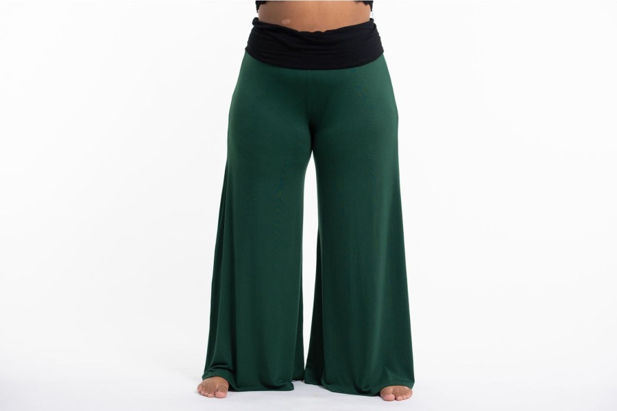 Women HaremPants | Plus Size Wide Leg Palazzo Harem Pants Cotton Spandex In Solid Green