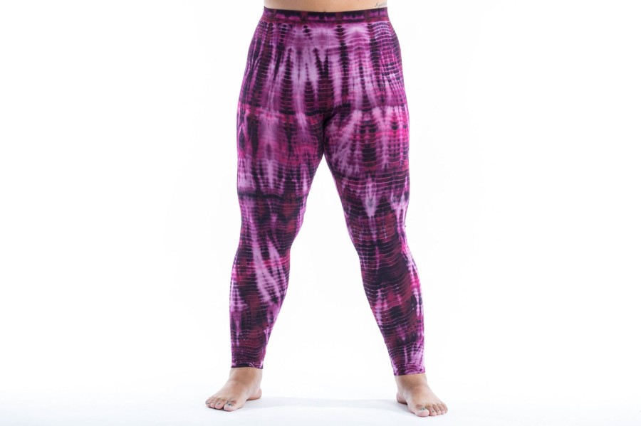 Plus Size HaremPants | Plus Size Lightning Stripes Tie Dye Cotton Leggings In Purple