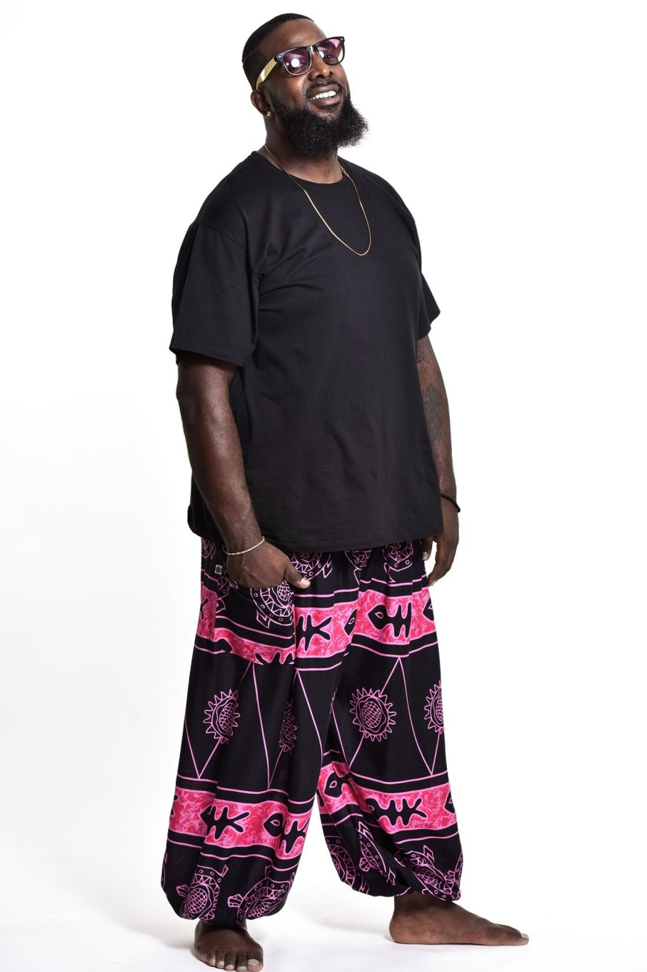 Plus Size HaremPants | Plus Size Turtle Print Men'S Harem Pants In Pink