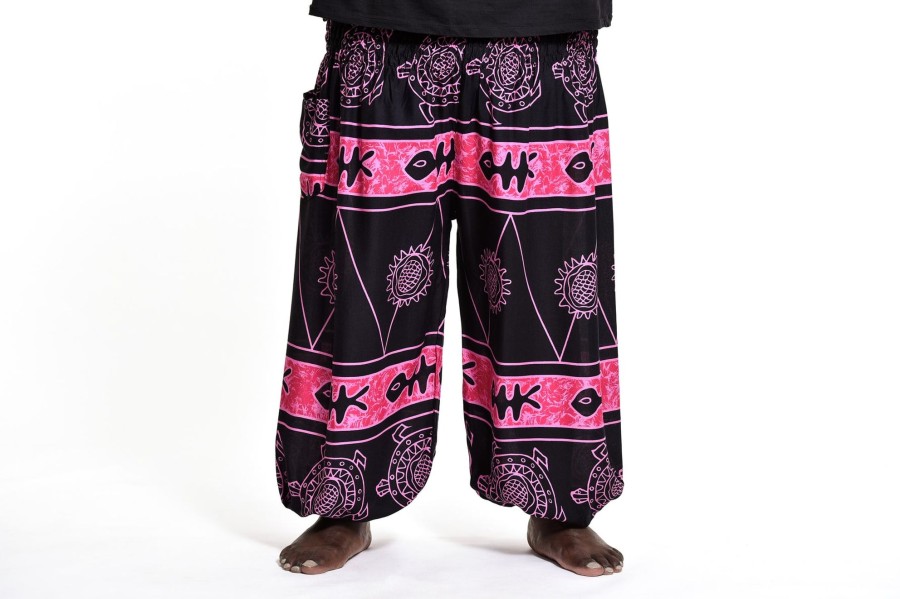 Plus Size HaremPants | Plus Size Turtle Print Men'S Harem Pants In Pink