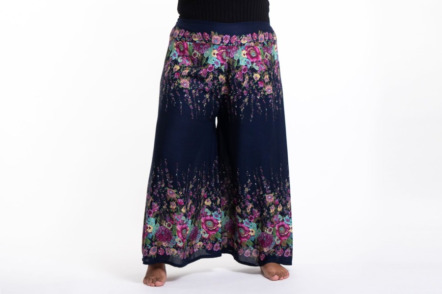 Women HaremPants | Plus Size Floral Palazzo Style Harem Pants In Blue