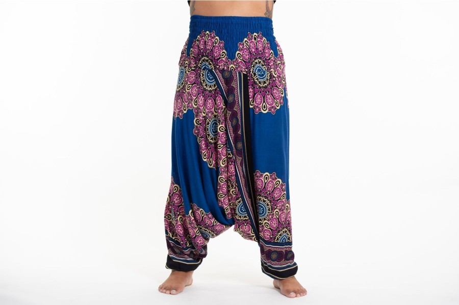 Plus Size HaremPants | Plus Size Peony Mandalas 2-In-1 Jumpsuit Harem Pants In Blue