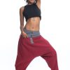 Women HaremPants | Cotton Women'S Harem Pants With Faux Buttons In Red