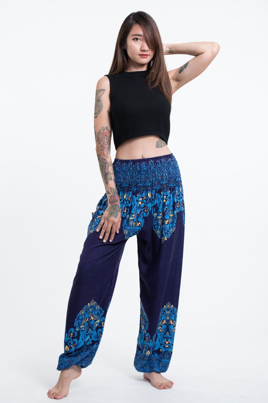 Women HaremPants | Floral Vines Women'S Harem Pants In Blue