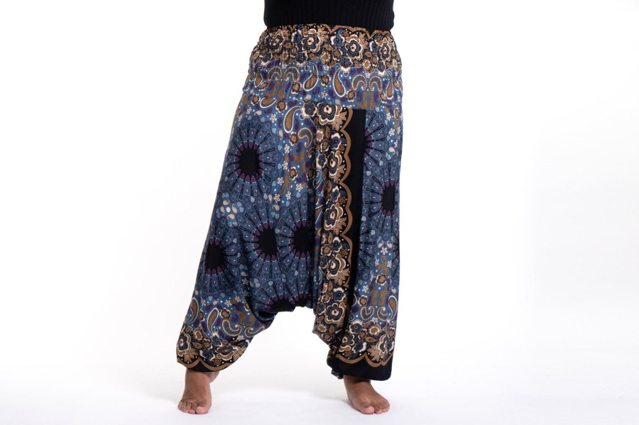 Plus Size HaremPants | Plus Size Paisley Mandalas 2-In-1 Jumpsuit Harem Pants In Gray