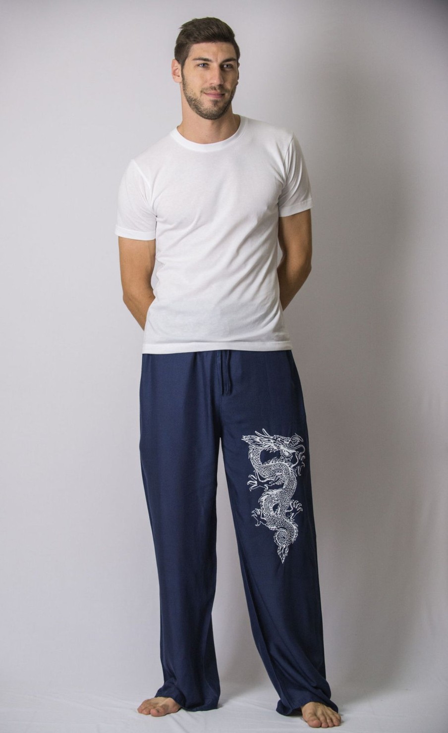 Men HaremPants | The Dragon Men'S Thai Yoga Pants In Navy