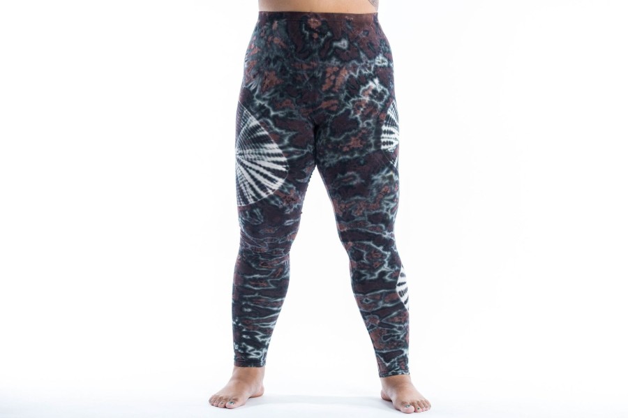 Women HaremPants | Plus Size Swirls Tie Dye Cotton Leggings In Brown