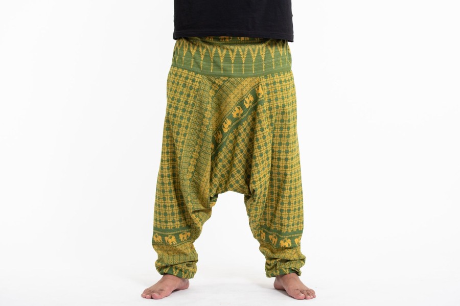 Plus Size HaremPants | Plus Size Hill Tribe Elephant Men'S Elephant Pants In Green