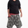 Men HaremPants | Plus Size Paisley Thai Hill Tribe Fabric Men'S Harem Pants With Ankle Straps Black