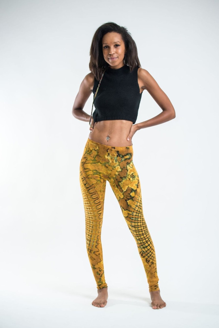 Women HaremPants | Oval Swirls Tie Dye Cotton Leggings In Yellow