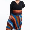 Women HaremPants | Plus Size Boho Striped 2-In-1 Jumpsuit Harem Pants In Rust