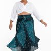 Plus Size HaremPants | Plus Size Peacock Handkerchief Midi Skirt In Turquoise