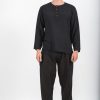 Men HaremPants | Mens Yoga Shirts No Collar With Coconut Buttons In Black