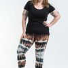 Plus Size HaremPants | Plus Size Patch Dye Tie Dye Cotton Leggings In Brown