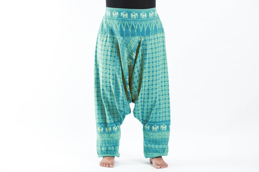 Plus Size HaremPants | Plus Size Hill Tribe Elephant Women'S Elephant Pants In Turquoise