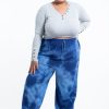 Plus Size HaremPants | Plus Size Tie Dye Drawstring Women'S Yoga Massage Pants In Blue