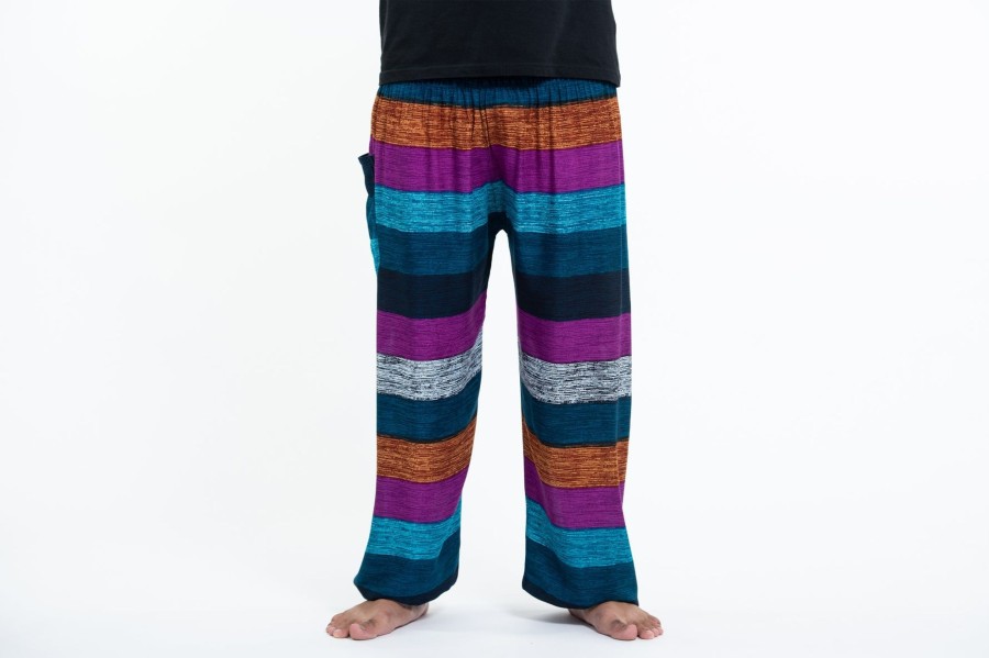 Men HaremPants | Boho Striped Men'S Harem Pants In Blue