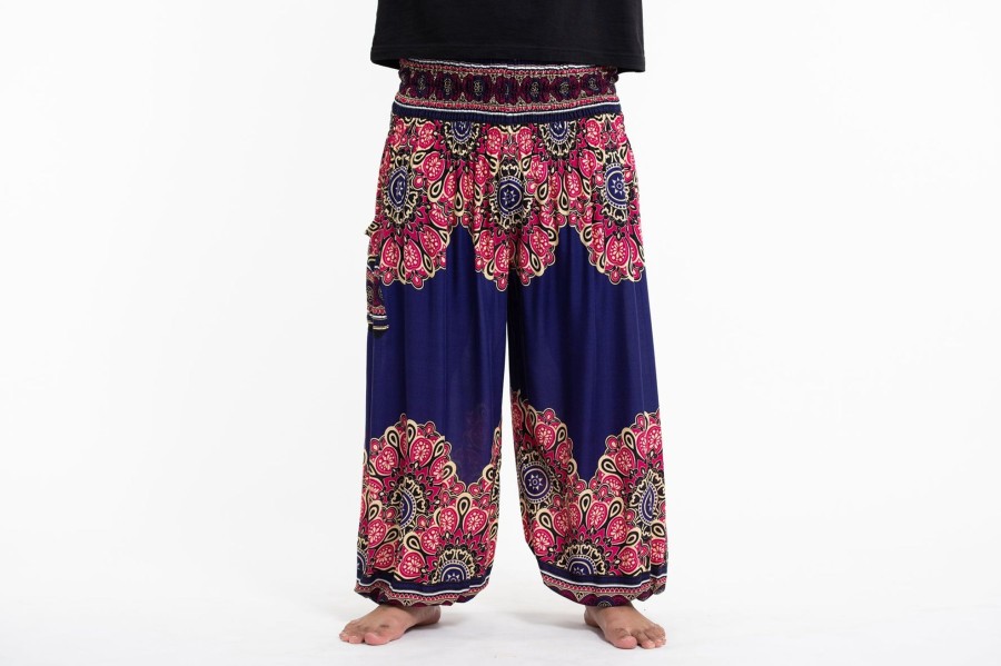 Men HaremPants | Plus Size Peony Mandalas Men'S Harem Pants In Indigo