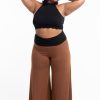 Women HaremPants | Plus Size Wide Leg Palazzo Harem Pants Cotton Spandex In Solid Brown