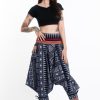 Women HaremPants | Traditional Prints Thai Hill Tribe Fabric Women'S Harem Pants With Ankle Straps In Navy