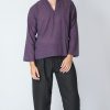 Men HaremPants | Mens Yoga Shirts Nehru Collared In Purple