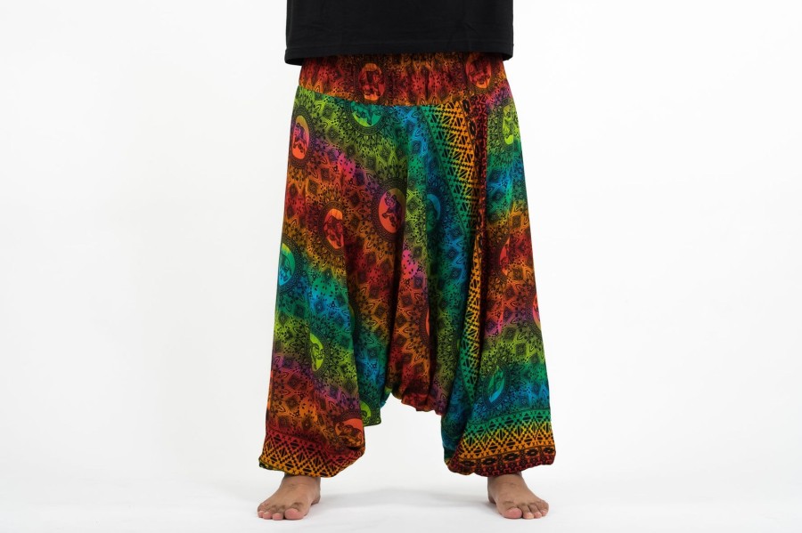 Men HaremPants | Plus Size Rainbow Elephant Drop Crotch Men'S Elephant Pants In Orange