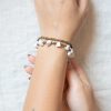 Accessories HaremPants | Brass Bead And Stone Double Strand Bracelets White