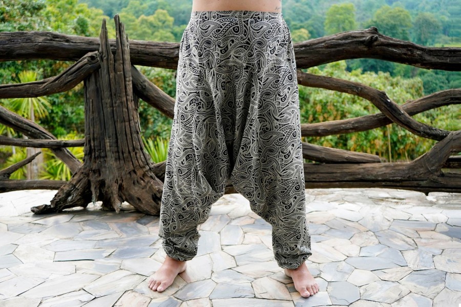 Women HaremPants | Plus Size Hill Tribe Paisley Print Women'S Harem Pants In Black