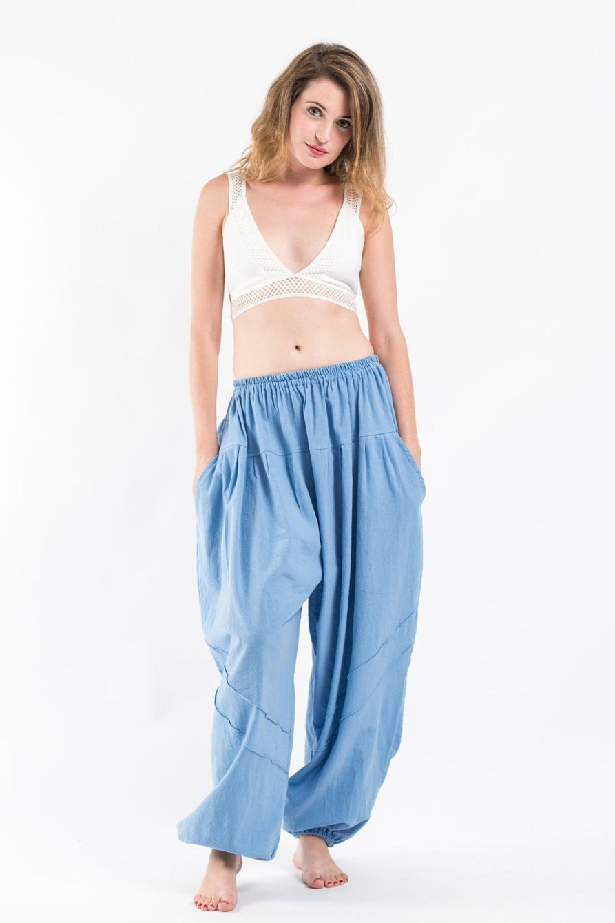 Women HaremPants | Genie Women'S Cotton Harem Pants In Light Blue