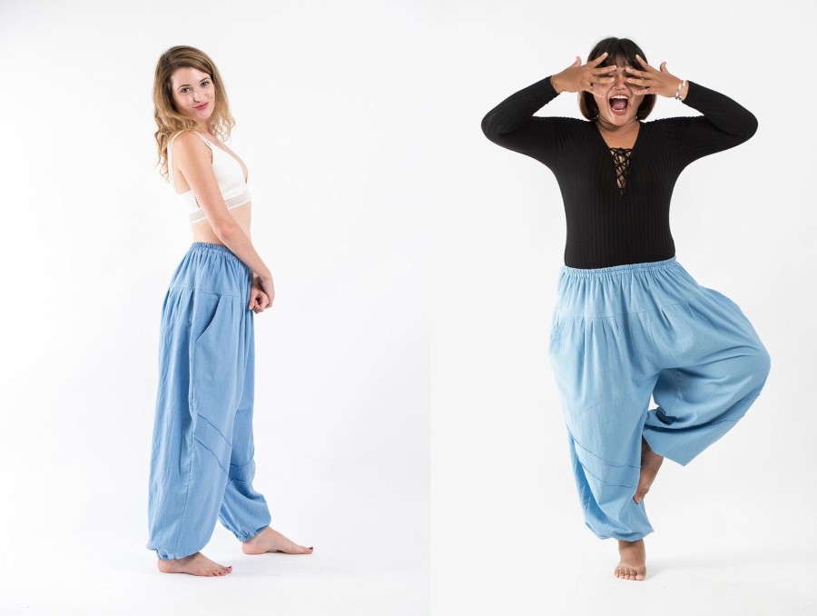 Women HaremPants | Genie Women'S Cotton Harem Pants In Light Blue