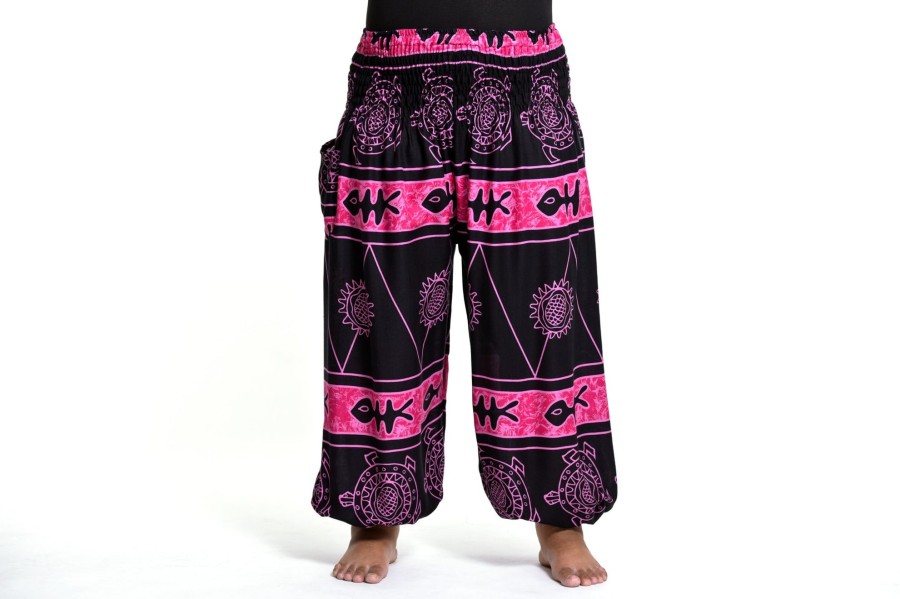 Plus Size HaremPants | Plus Size Turtle Print Women'S Harem Pants In Pink