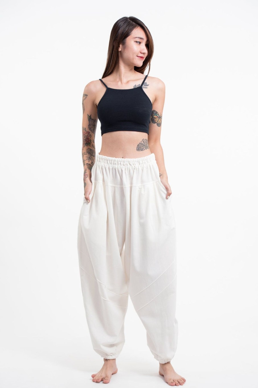 Women HaremPants | Genie Women'S Cotton Harem Pants In White